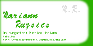 mariann ruzsics business card